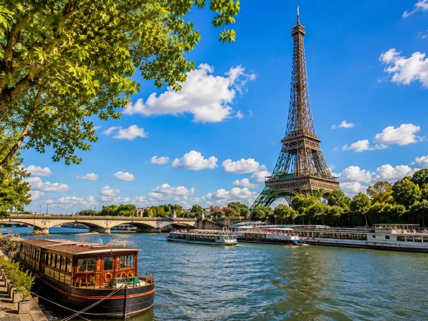 The Eiffel Tower and the Seine river in Paris