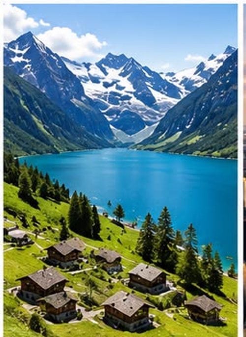 Alpine lake and mountains in the Swiss Alps