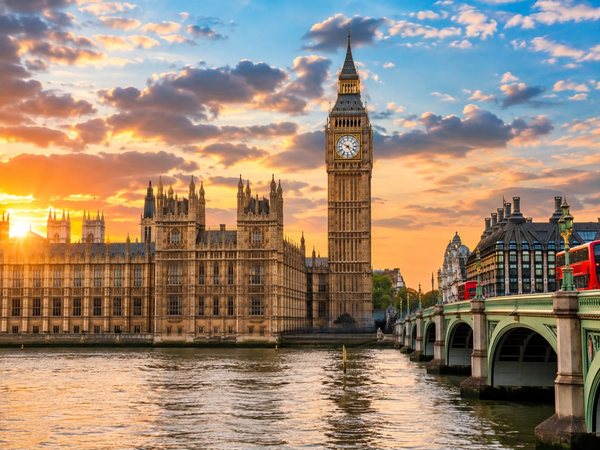 View of Big Ben and Westminster Bridge in London